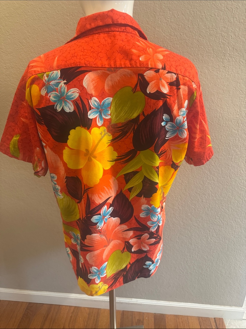 Sears Red Tropical Floral Button-Down Shirt - Picture 7 of 10
